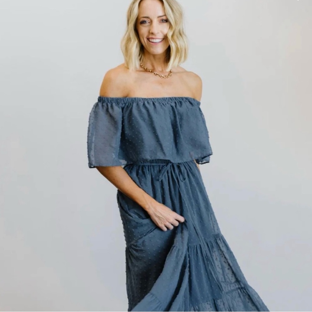 Baltic Born Blue Swiss Dot Maxi dress